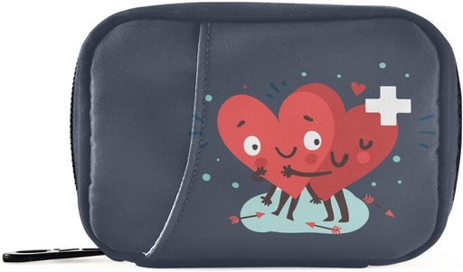 [BRSRMCAKAFYAGC37] Naanle Pill Organizer Heart with Cross Pill Box 7 Day Pill Case Bag Travel Pill Organizer Bag with Zipper Portable Weekly Case Compact Size for Vitamin Supplement Holder