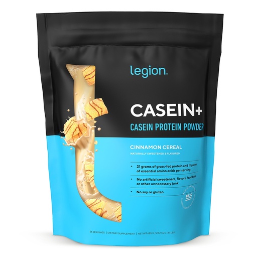 [BRSRMHQTCMGRMCYY] LEGION Casein+ Casein Protein Powder (Cinnamon Cereal) - Slow-Release Micellar Protein Powder - Non-GMO, Gluten-Free & Naturally SweetenedPowder from Grass-Fed Cows