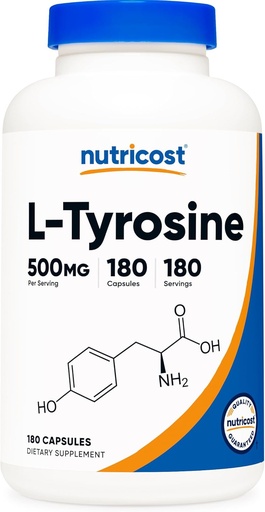 [BRSWKEYECACBAAA5] Nutricost L-Tyrosine 500mg, 180 Capsules - Gluten Free & Non-GMO