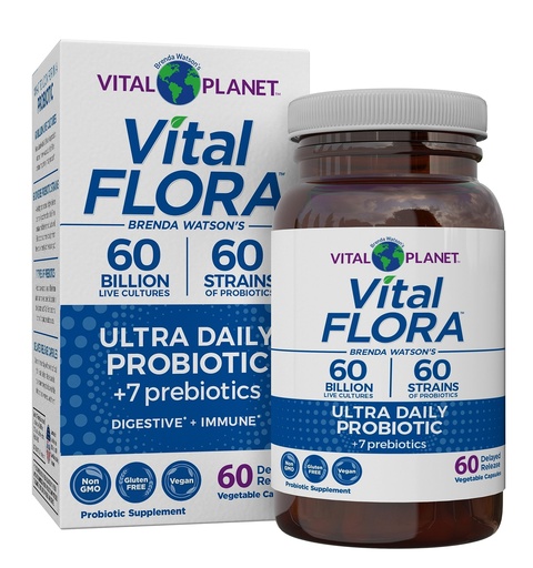 [BRSWGHDYO4GQYE3K] Vital Planet - Vital Flora Ultra Daily Probiotic 60 Billion CFU, Diverse Strains, Organic Prebiotics, Immune Support, Bloating Relief, Digestive Health Probiotics for Women and Men 60 Capsules