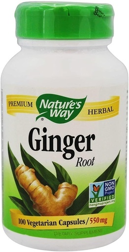 [BRSWIFQOA4AAAH34] Nature's Way Premium Herbal Ginger Root, Digestive Support, 550 mg, 100 Vegetarian Capsules, Pack of 2