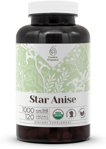 [BRSROZLQOUCWCETJ] Star Anise 120 Capsules | High-Potency Capsules, Herbal Dietary Supplements | Made with Vegetable Capsules and Star Anise (Illicium verum) Dried Seed (120 Capsules)
