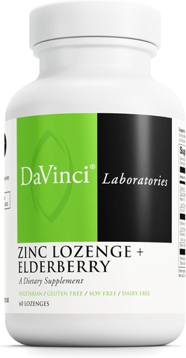 [BRSWYFLYDMGREAAY] DAVINCI Labs Zinklozenge + Vlierbessen - Supplement to Support Immune System, Healthy Longs & Throat Weefsels* - met Vitamine D3, Zink, Vlierbessen & More - Citroensmaak - 60 Lozen