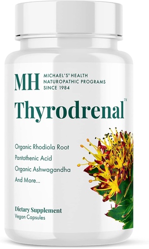 [BRSWKHQLOENBWHT2] Programas de salud de MICHAEL Naturopathic Thyrodrenal - 120 cápsulas veganas - Apoya la salud tiroidea y arenal - con vitamina C - 60