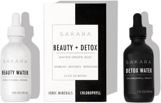 [BRSWGYIPCEAQKCLU] Sakara Beauty Water + Detox Water Drops, 60 Servings - Trace Mineral Drops & Chlorophyll Liquid Drops, Liquid Magnesium, Chloride, Sodium, Potassium, Boron Supplements, Liquid Chlorophyll Drops