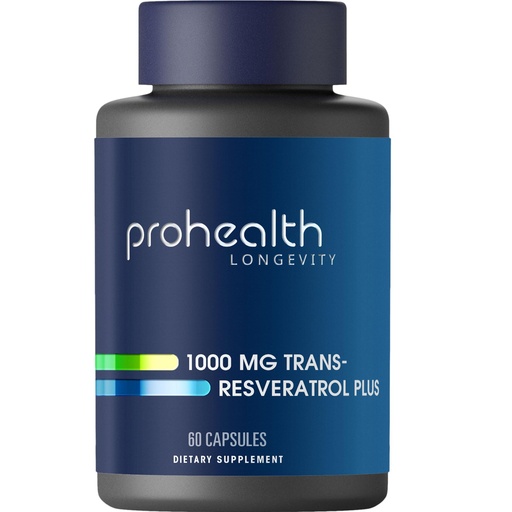 [BRSWYYIPOYPBO235] ProHealth Resveratrol 1000mg | Pure Trans-Resveratrol | Plus Quercetin, Red Wine & Green Tea Extract | Clinically Studied to Support Cellular Health, Memory, Healthy Aging | 60 Capsules