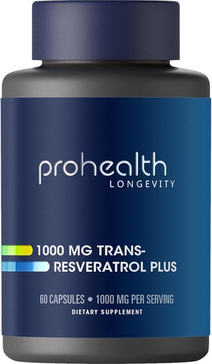 [BRSWYYIPOYPBO235] ProHealth Resveratrol 1000mg / Pure Trans-Resveratrol / Plus Quercetin, Red Wine & Green Çay Özü / Klinik Studi