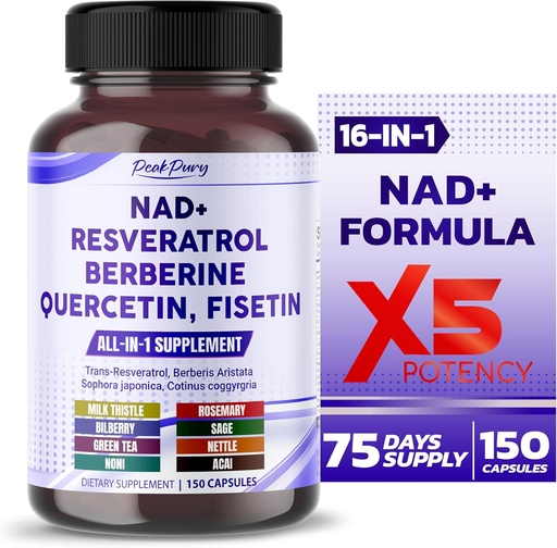 [BRSRAZTQDINWK3LV] NAD+ Trans-Resveratrol Berberine Quercetin Fisetin Milk Thistle - Made in USA