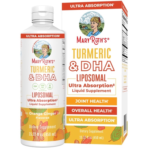 [BRSWYFARDMMBMYDL] MARYRUTH'S Organics | Liposomal Turmeric & DHA | Curcumin | Ginger Root Oil | Algal DHA & Vitamin E | Cognitive Function | Mood Support | Joint Health | Liquid Supplement | 15.22 oz