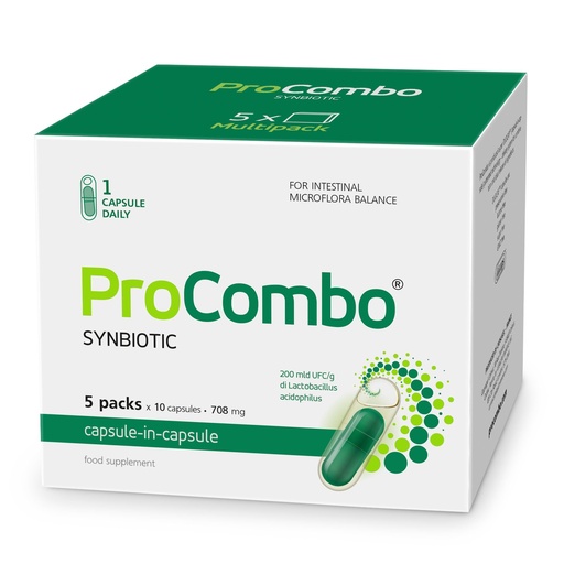 [BRSROYYLDNYGKDY7] ProCombo - The Smart synbiotic with targeted delivery of The Good Bacteria. Double Capsule and Liquid Formula for Fast Results. 1 Capsule per Day (Pack of 5)