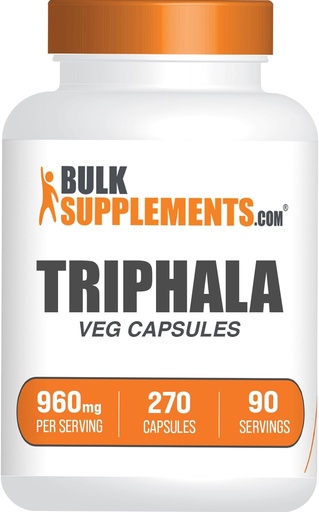 [BRSRMEDRBEPGGFAV] BulkSupplements.com Triphala Capsules - Triphala Supplements with Amla, Haritaki, and Bibhitaki - Gluten Free, 3 Capsules per Serving, 270 Count (Pack of 1)