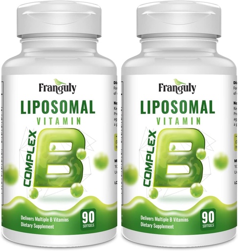 [BRSRMGITAEMQGHTD] Liposomal B-komplex designad för hög absorption B-vitaminer med kolininositol B1, B2, B3, B5, B6, Biotin, folat, metylerad B12- immun, energi, hjärna och hjärta stöd 180 Softgels