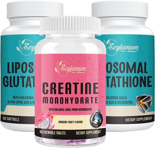 [BRSROCAFBZYGAF3D] Glutationa lipossómica 2 Embalagem e Creatina Mono- hidratada 1 Embalagem