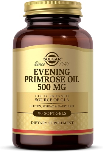 [BRSWIYQ6BYJWMHTE] Solgare Huile de Primrose 500 mg - 90 Softgels - Source pressée à froid de GLA - Sans gluten, sans lait - 90 portions