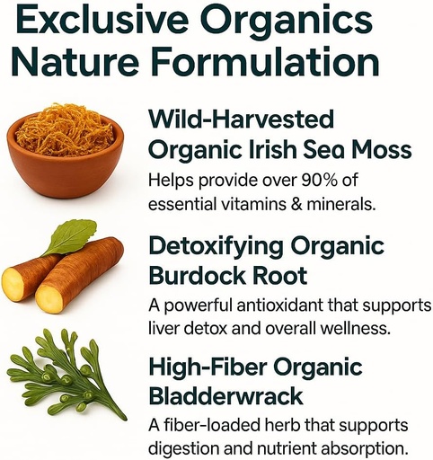 [BRSWYBAPOQOWKAI2] ORGANICS NATURE Irish Sea Moss Capsules 45 Servings Bendrijoje 124; High Postance Seamoss Pills Bendrijoje 124; Dr. Sebi Patvirtintos sea Moss for Energy 90 Vegan Capsules