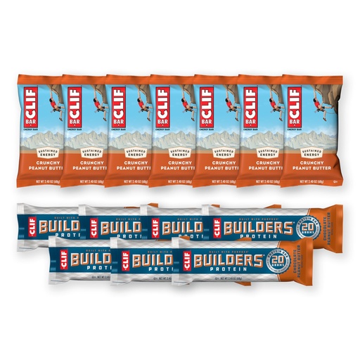 [BRSROAATCJ5QGEY2] CLIF BAR and CLIF Builders - Variety Pack - Crunchy Peanut Butter and Chocolate Peanut Butter - Energy Bars and Protein Bars - Non-GMO - Plant Based - 2.4 oz. (14 Count)