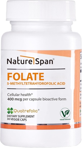 [BRSRAYYPCIBBA3DH] Active 6S-5-methyltetrahydrofolic acid-400 mcg,Promote Protein Production, red Blood Cell Production and Prevent fetal malformations,30 Caps