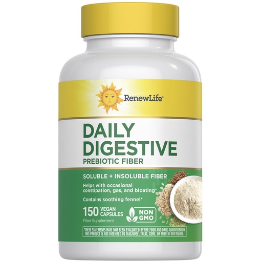[BRSWYZYLOZYBOGY3] Renew Life Adult Daily Digestive Prebiotic Fiber, 150 Vegetarian Capsules (Package May Vary)