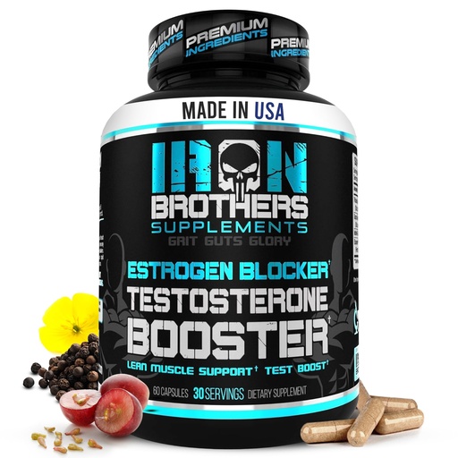 [BRSWYAIZAABRUHYY] Iron Brothers Men’s Testosterone Support Supplement – I3C (Indole-3-Carbinol), Tribulus Terrestris & Grape Seed Extract – Metabolic & Performance Support Formula – 60 Vegan Capsules – 30 Day Supply