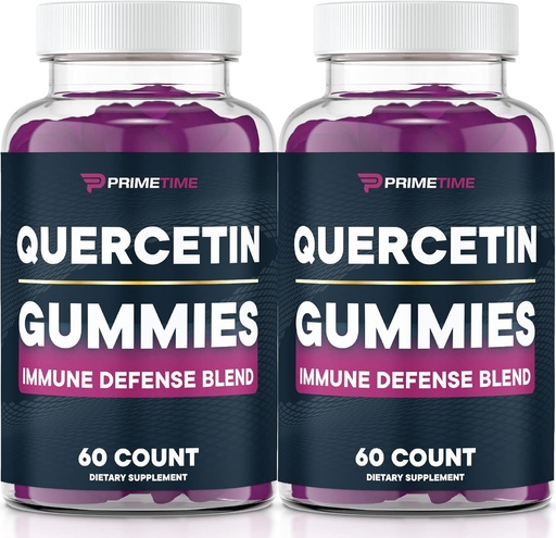 [BRSW2GQ3BZ6Q2ET5] Primetime Sports Quercetin + Zinc + Vitamin C 1000mg Gummys 配有长莓,Flavonoid 儿童成人维生素豁免,免疫支持 Gummy Booster Vegan(2包) 60 计数(Pack of 2)