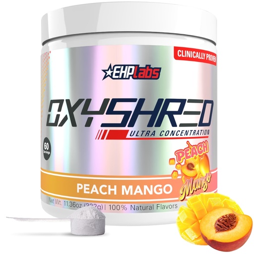 [BRSRAZLQCMPGEG3F] EHP Labs OxyShred Pre Workout Powder - Preworkout Powder with L Glutamine & Acetyl L Carnitine, Energy Boost Drink - Peach Mango, 60 Servings