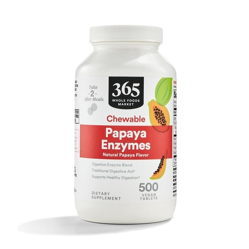 [BRSWGZQBOUBAGFY7] 365 by Whole Foods Market, Papaya Enzymes, 500 Chews