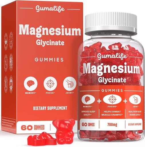 [BRSREYINOB5RU2D2] Gumalife's 700mg Magnesium Glycinate Gummies Enhance Relaxation, Offering A Sugar-Free Blend of Beneficial Nutrients. Each Box Contains 60 Counts (60 Counts, Boysenberry)