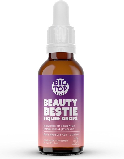 [BRSROZA7DMOQY3LD] Beauty Bestie Vegan Liquid Drops, Biotin, Vitamin C, Hyaluronic Acid, Multi-Benefit Vitamins Blend to Support Healthy Hair, Skin & Nails Growth, Sugar Free 1 fl oz.