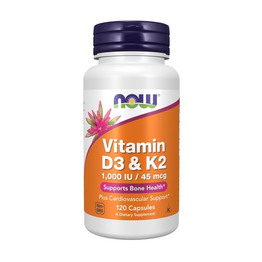 [BRSWIHA3OF4WC2TY] NOW Foods Vitamin D-3 & K-2-120 Veg Capsules