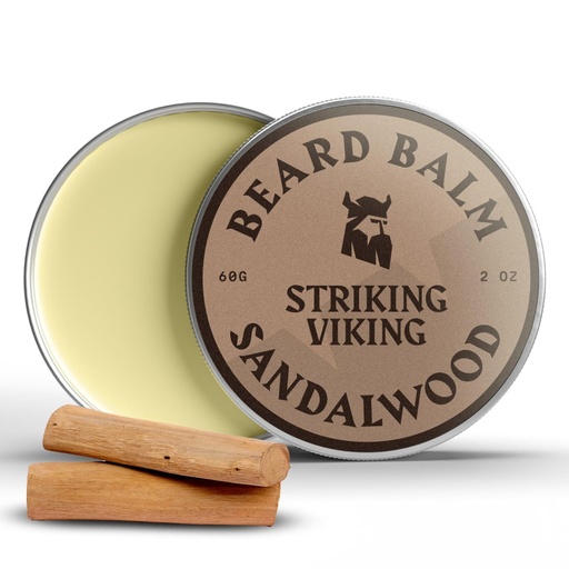 [BRSWYZIEOAGQEGTL] Striking Viking Beard Balm for Men - Leave in Beard Conditioner - Styling Balm Made with Naturally Derived Beard Butter, Argan & Jojoba Oils (2 Ounce (Pack of 1), Sandalwood)