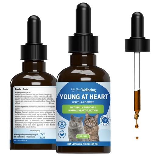 [BRSWKHD7CYMQA3TZ] Pet Wellbeing Young at Heart for Cats - Senior Feline Heart Health Support, Cardiovascular Wellness with Hawthorn & Motherwort - NASC Certified & Vet-Formulated - 2 oz Liquid Formula