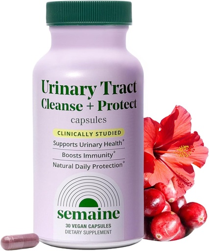 [BRSRMHYOCUBQIGQU] Semaine Urinary Tract Cleanse & Protect – 30 ct, Bladder Support Supplement for Women, Flushes Urinary Tract. Combines Cranberry Proanthocyanidins with Hibiscus.