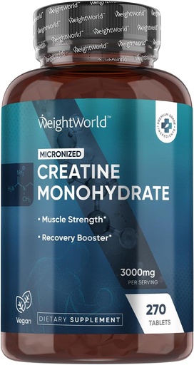 [BRSW2YD5CMHQ2FYU] Weight World Micronized Creatine Monohydrate Tablets 3000mg - 3 Months Supply, Keto-Friendly Vegan Creatine for Women and Men for Muscle Strength - Third-Party Lab Tested - Not Creatine Capsules