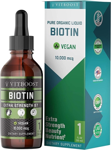 [BRSWYYIDDEDWE3I7] Extra síla 10,000mcg Biotin kapalné kapky s organickým Berry Flavor 124; 60 Služební 124; Veganský vzorec podporuje růst vlasů, silné nehty, zdravá kůže 124; žádné umělé konzervanty
