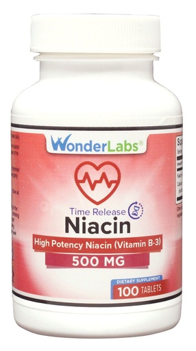 [BRSWIZITCBYAKC36] Wonder Laboratories High Potancy Time Release Niacin (Vitamin B3) 500 Mg 100 Tablets Non-GMO, Gluten Free Supplement