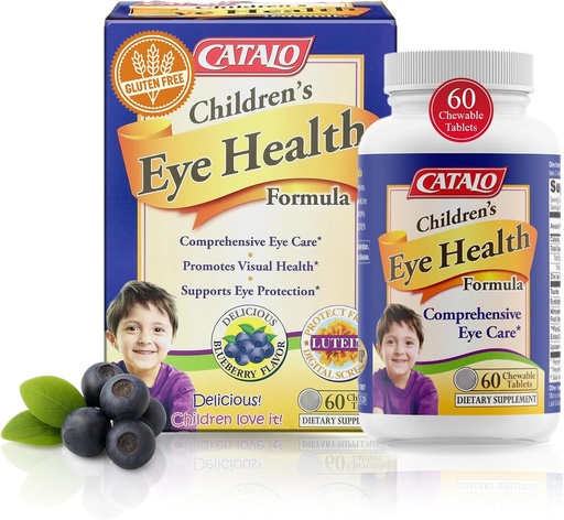 [BRSWG2YFPJ4B4FLH] CATALO Children’s Eye Health Formula Chewable Tablets with Mirtoselect Bilberry Extract, FloraGLO Marigold Extract, Eyebright, Taurine, and Zinc for Eye Care - 60 Tablets