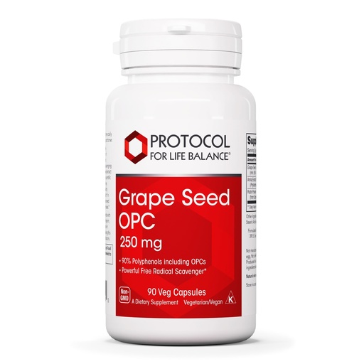 [BRSWIEYYOZ4BK3T4] PROTOCOL FOR LIFE BALANCE Grape Seed OPC - 250mg - 90% Polyphenols - with Rutin & Amla Fruit Extract - Grape Seed Capsule - Non-GMO & Kosher - 90 Veg Caps