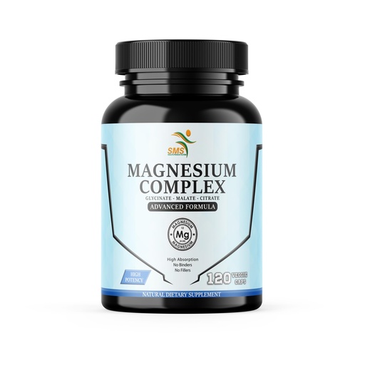 [BRSROAIDDMAQOAL2] Magnesium Complex 470mg, No Fillers, Magnesium Glycinate, Malate & Citrate, High Absorption Formula, Vegan, Non GMO, 120 Capsules