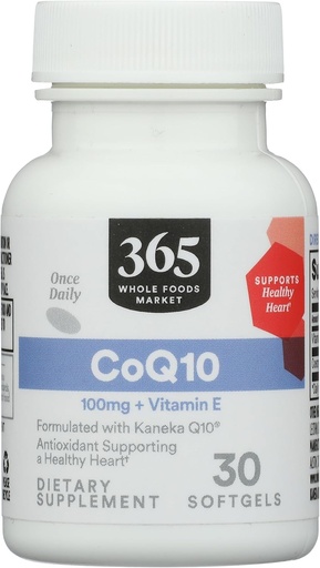 [BRSWGZQBOYCGKFD3] 365 by Whole Foods Market, CoQ10 100 MG Plus Vitamin E, 30 Count