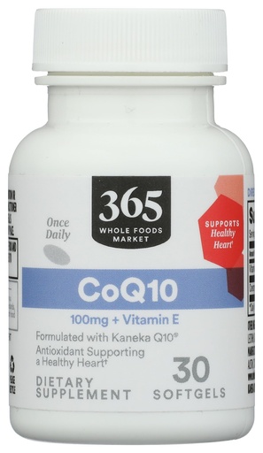 [BRSWGZQBOYCGKFD3] 365 by Whole Foods Market, CoQ10 100 MG Plus Vitamin E, 30 Count