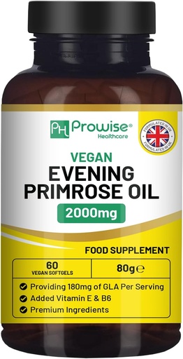 [BRSWKFL4ON5BUEDU] Petroli de Vegan Traromroke 2000mmg amb Vitamination E i B6, 60 Vegan Softlis Polyl Pressed I 180mg GLA per Capsule I La qualitat de la Dona I Premiumumum I per PropèrCre