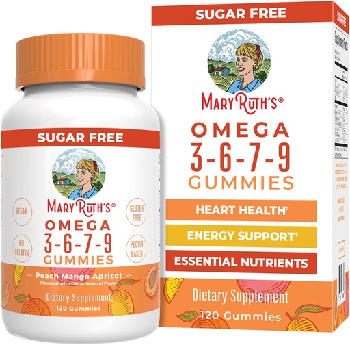 [BRSWGFIQOIFRS3TL] MaryRuth Organics Vegan Omega 3 6 7 9 Gummies | Up to 4 Month Supply | Omega 3 Supplement with Flaxseed Oil | Omega 3 Gummies | No Fish Taste | Non-GMO | 120 Count