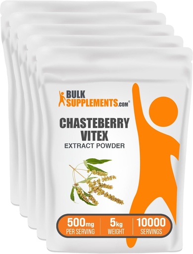 [BRSWGYYFPMBRYADB] BulkSuplements.com Chasteberry Extract Powder - Chasteberry Sourced from Vitex Berry, Herbal Suplement - Vegan & Gluten Free, 500mg per Serving, 1kg (2.2 lbs) (Paket 5)