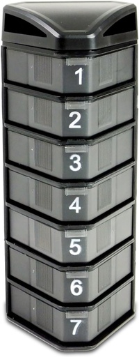 [BRSROAQOBAPAAC3J] Deke Home - Stackable Pill Organizer 3 пъти на ден, 7 дни Диспенсър на хапчета, Седмичен Pill Организатор за лекарства, Витамин, Доплащане, Устойчив твърд случай, Secure затваряне, BPA Free, Лесен за почистване