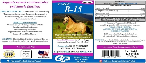 [BRSROHYZBAMAED3Z] SU-PER B-15 Vitamin Supplement for Horses - Equine Vitamin B-15 Powder for Performance Support - 12.5 Pounds, 6 Month Supply