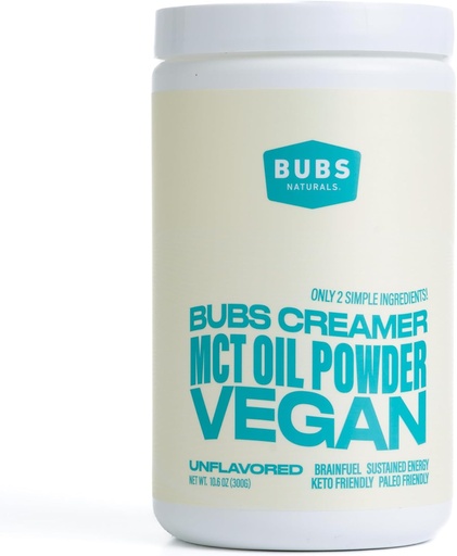 [BRSWGEAYDEHQ4DY7] BUBS Naturals MCT Oil Powder - Premium MCT Oil &quot; Keto coffee Creamer - Vegan &apos; Paleo Friendly - Healthy Coconut Fats + Low Carb - Dairy-Free Energy Source for Shakes, Smoothies &quot; Baking (10.6 oz)