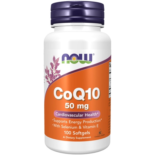 [BRSWIY32BQNBS2TC] NOW Supplements, CoQ10 50 mg, Pharmaceutical Grade, All-Trans Form produced by Fermentation, 100 Softgels