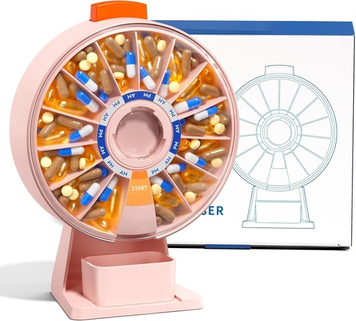 [BRSRAFAEOQPBUETA] Odaro ขนาดใหญ่ Pyl Dipenser, Weekly Pulder 7 Dail PM / 14 Dail Pyl Pieter, Daily Mil Pider with Wall-mounted or standing use for vironment, Supplement, Medical - Pink