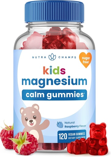 [BRSROBI2AECBOE3J] NutraChamps 120 Kids Magnesium Gummies - Sugar Free Calm Magnesium Gummies for Kids - 4 Month Supply - Supports Bone Health, Sleep - Magnesium Citrate for Kids Supplement