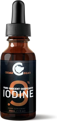[BRSWKED4PMCRAHIV] Cedar Bear - 0.9% 순수한 Nascent 깊은 지구 요오드 보충교재, All-Natural Thyroid 지원 및 대사 승압기, 알콜 자유로운 요오드 하락, 자연적인 요오드 액체, 1개의 fl oz/30 ml